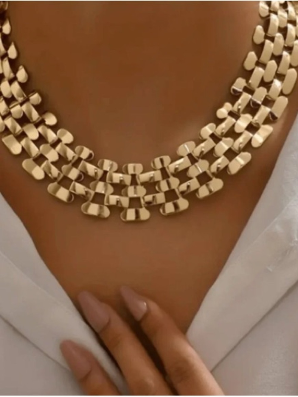 Gold Statement Layered Link Necklace - Women Jewelry